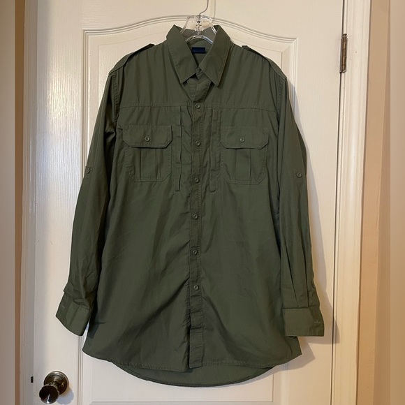 Propper Tactical Shirt Men’s M/L Army Green Long Sleeve Button Up Military Zip - Picture 7 of 8